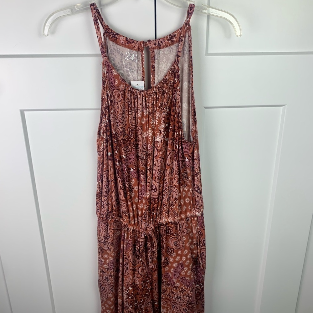 NWT Maurices Romper Medium Pink Brown Floral Paisley Shorts Pockets Festival - Picture 3 of 7